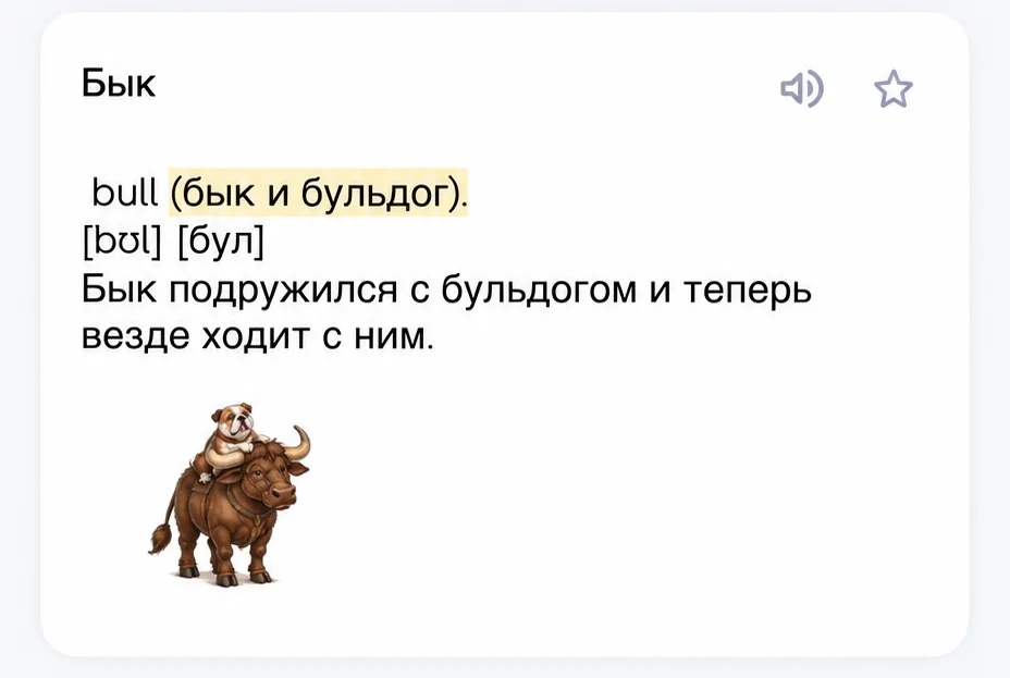 Карточка Quizlet: bull – бык и бульдог